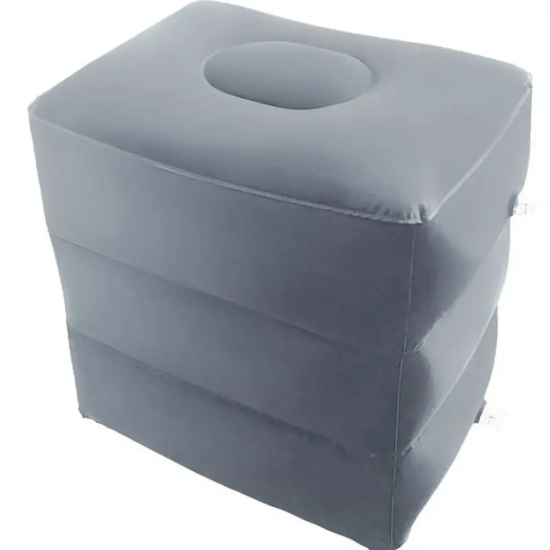 PVC Inflatable Travel Pillow Foot Rest Pillow Stool Kids Airplane Bed Car Bus Adjustable Three Layers Height Adult Flight Foot adjustable footrest