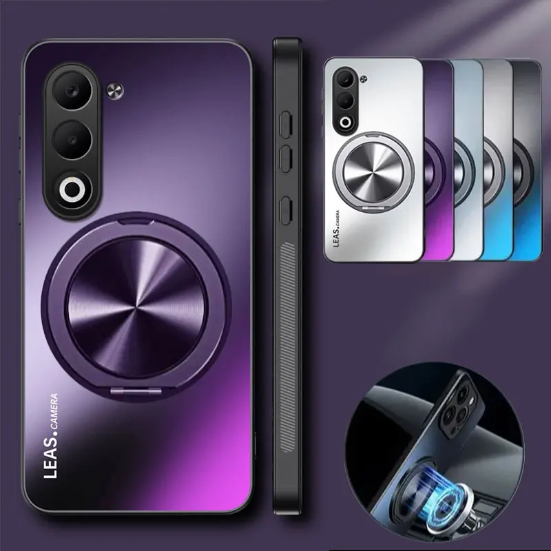 Magnetic Matte Shockproof Case with 360° Rotating Ring Holder - Hard Shell Cover