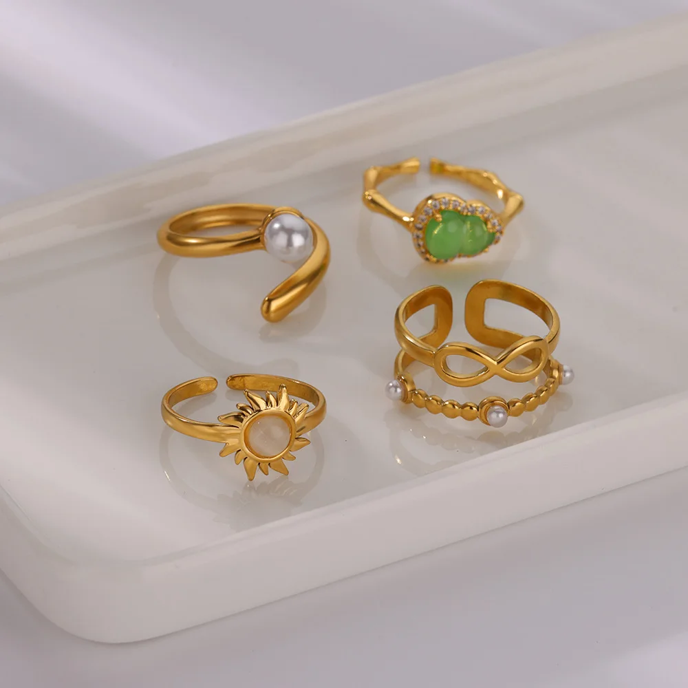 Stainless Steel Imitation Pearl Rings For Women