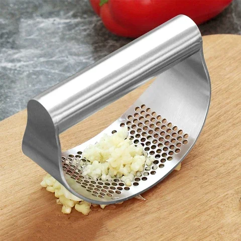 

304 Stainless Steel Garlic Press Curved Garlic Grinding Slicer Chopper Multi-function Manual Garlic Presses Cooking Gadgets Tool