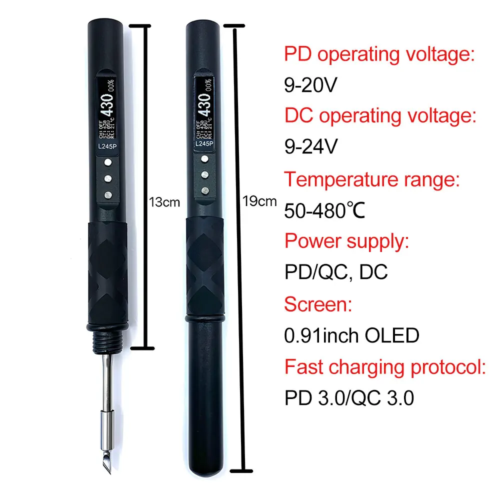 L245 Soldering Iron PD 65W DC 90-150W Pocket-size Smart Programmable Welding Iron Station Kit Fast Internal Heating OLED Display