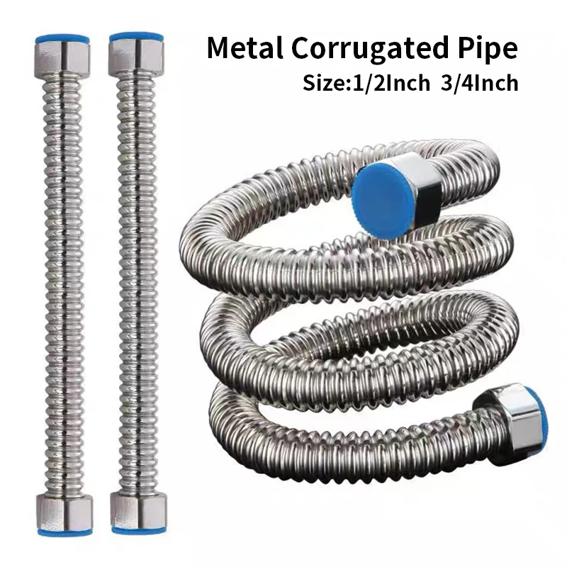 Garden Hose 1/2 3/4 Inch Metal Hose Fish Tank Corrugated Pipe 304 SUS Cold Hot Water Pipe Faucet Connection Garden Water Connection