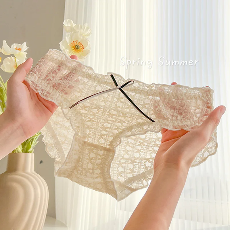Summer Mesh Briefs Women Hollow Out Thin Breathable Underwear Japanese 