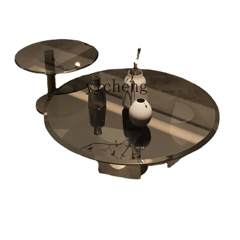 

XL Tempered Glass Tea Table Light Luxury round Size Combination Table Living Room Home
