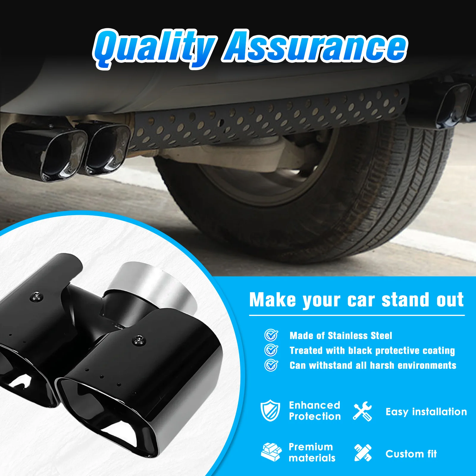 Stainless Steel Exhaust Pipe Trim Set Rear Exhaust Tail Pipe Decor Exterior Accessories for Land Rover Defender 90/110/130 20-25