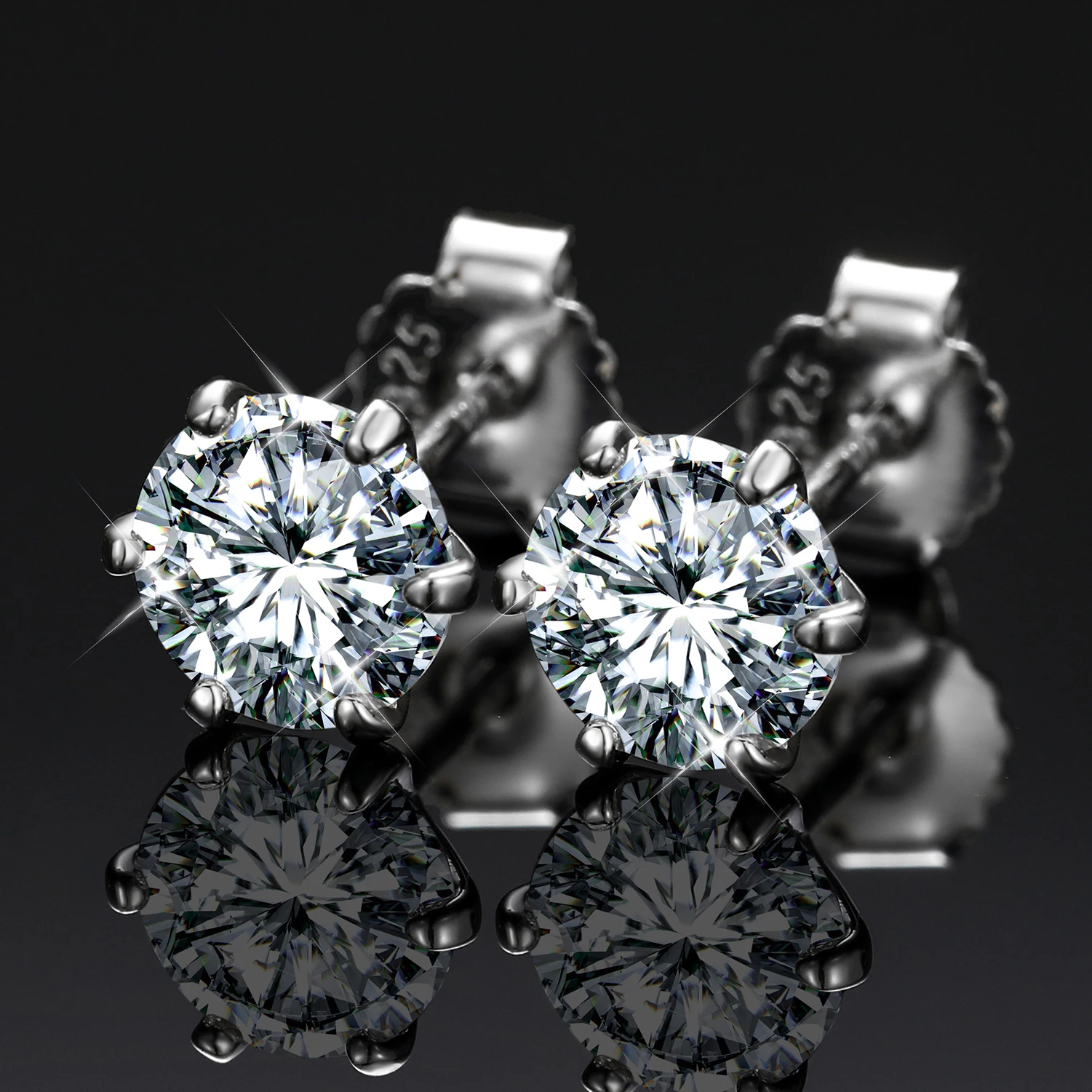 Round Cut 1.0CT Diamond Test Passed Moissanite 6 Claw 925 Silver D Color Moissanite Earrings Solitaire Jewelry Girlfriend Gift
