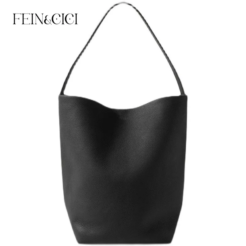 

Women designer bucket bag brand large capacity cowskin genuine leather shoulder bag business shopper bag black white brown grey