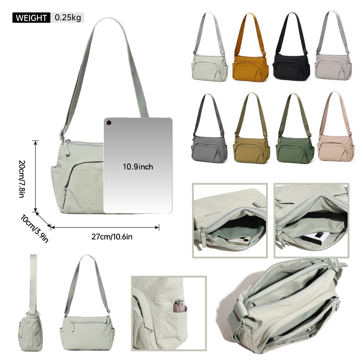 Crossbody Bag Women's Shoulder Bag 2025 New Large Capacity Work Clothing to Work Shoulder Bag Men's Messenger Bag Small Backpack Student to Go to School with Mobile Phone