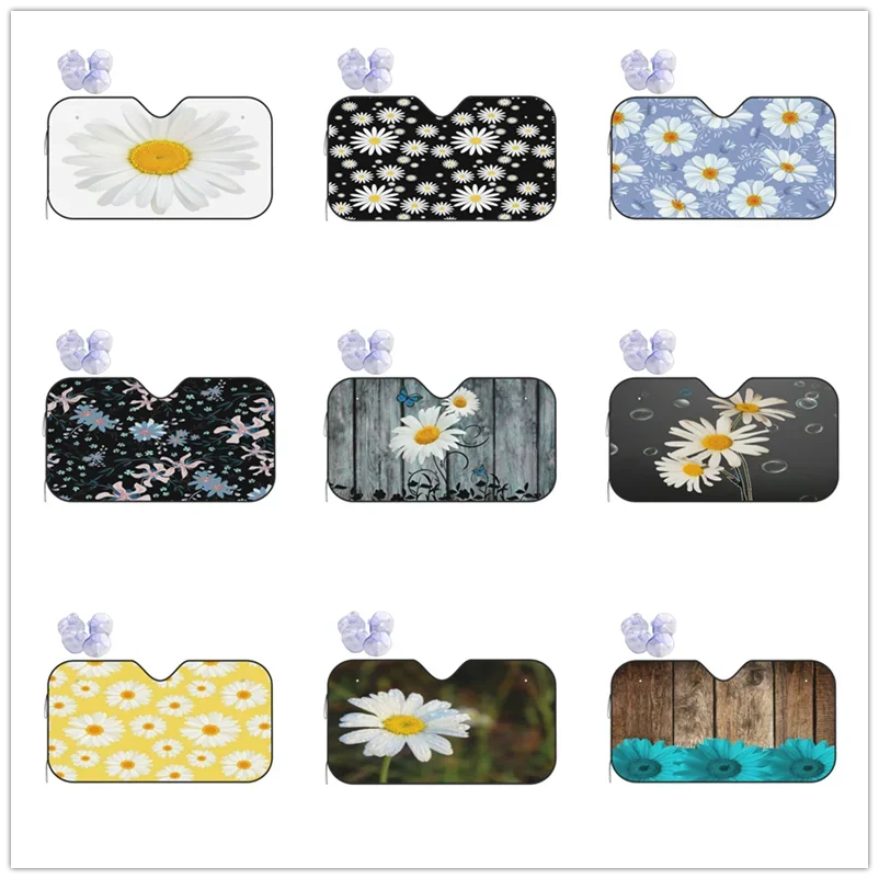 

Universal Car Windshield Sunshade,Daisy Flowers Background Sun Shield Protector Foldable Sun Visor Covers