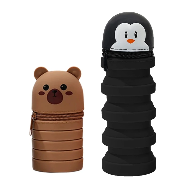 Astuccio Telescopico In Tela Con Cerniera - Portapenne Verticale Con Stampa Animali Carina - Foto 3