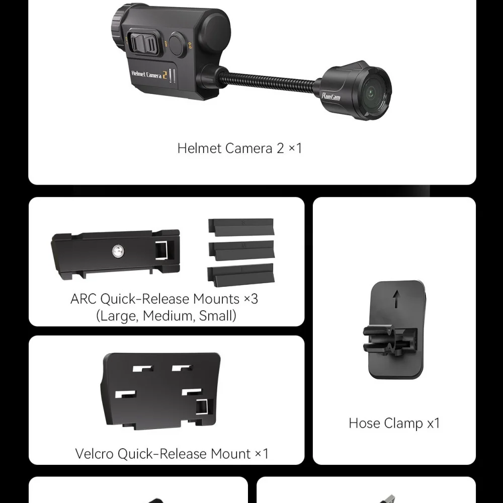 Камера RunCam для шлема 2, регулируемый объектив, сверхдлительное время автономной работы, водонепроницаемая, пылезащитная, BLE 5,4, 5 ГГц, Wi-Fi, с выбором BTRC thumbnail 6
