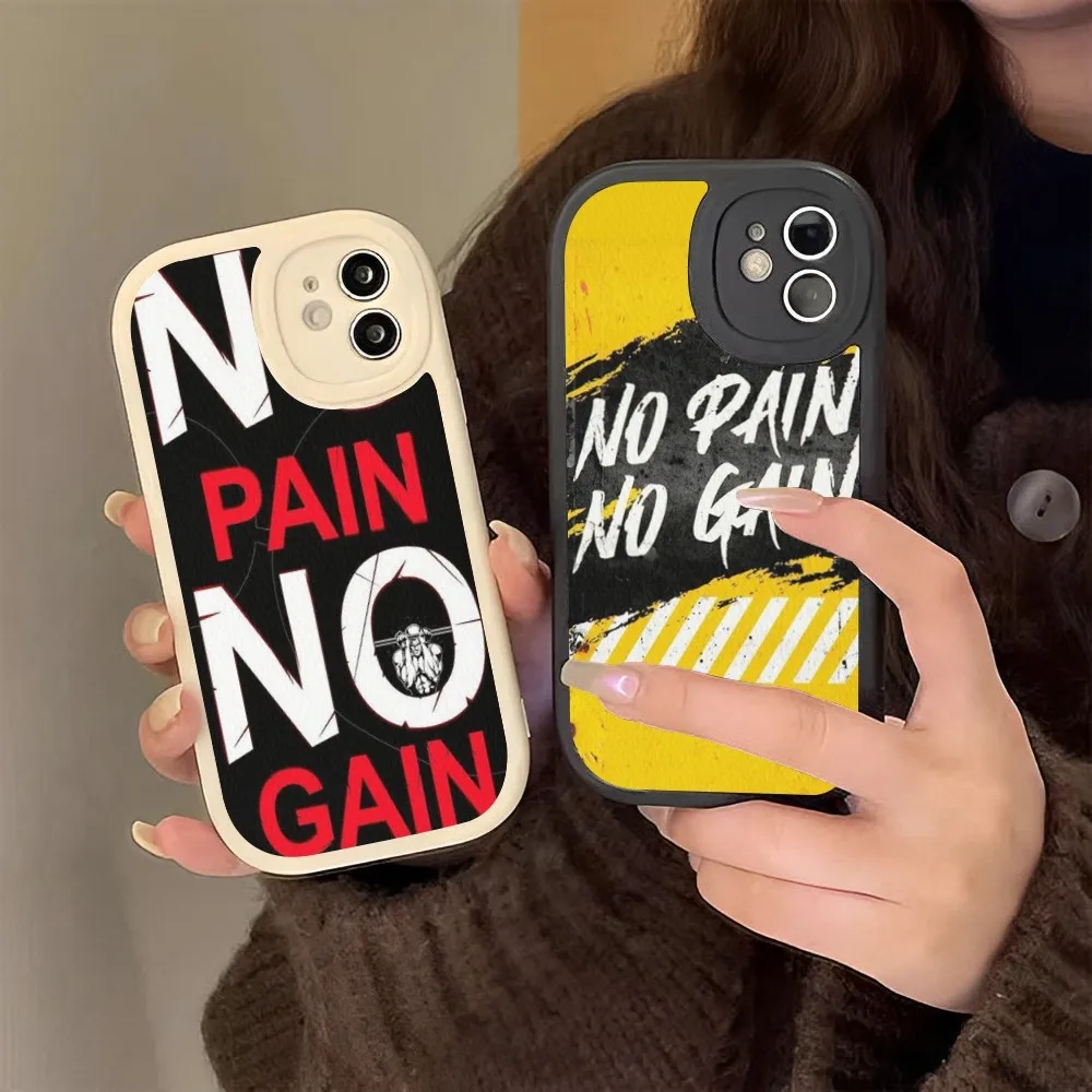 No Pain No Gain Gym Fitness Phone Case In Pelle Dura Per Iphone 14 13 12 Mini 11 14 Pro Max Xs X Xr 7 8 Plus 6 6S