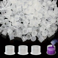 JC TATTOO 100pcs Disposable Tattoo Ink Caps S/M/L/XL Tattoo Ink Cups with Base Clear Plastic Pigment Permanent Makeup Container 2