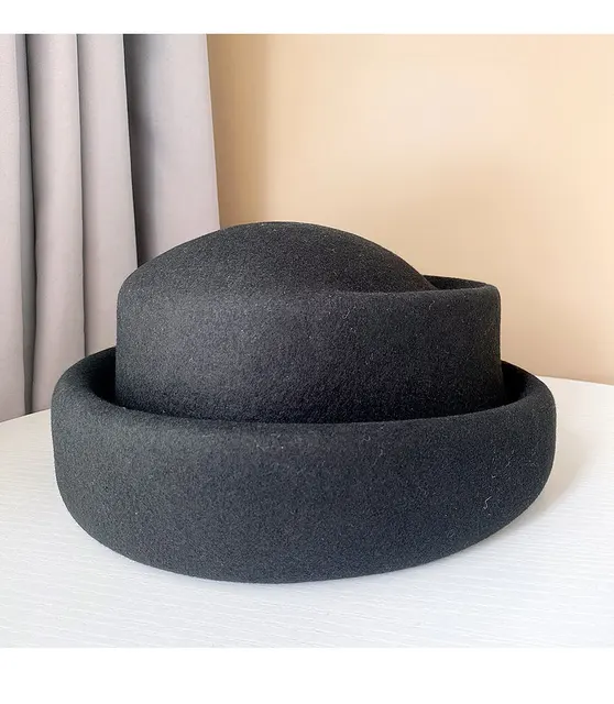 Chapeau Seau Femme 100% Laine - Design Vintage Avec Fleur, Hiver Chaud, Lavable Machine - Taille Unique
