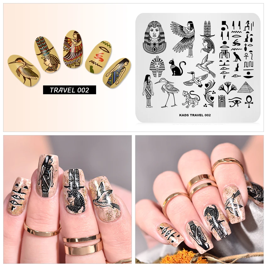 Description Picture 5 of itemKADS Nail Stamping Plates Travel DIY Image Stencil For Nails Polish Printing Templates Nail Art Plate Stainless Steel Tools