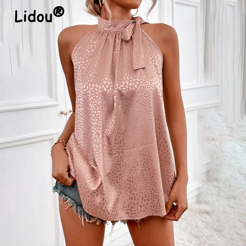 Sexy Off Shoulder Halter Lacing Chiffon Women's Blouses Elegant Fashion Solid Sleeveless Shirt Pullover Vest Tops Women Summer |