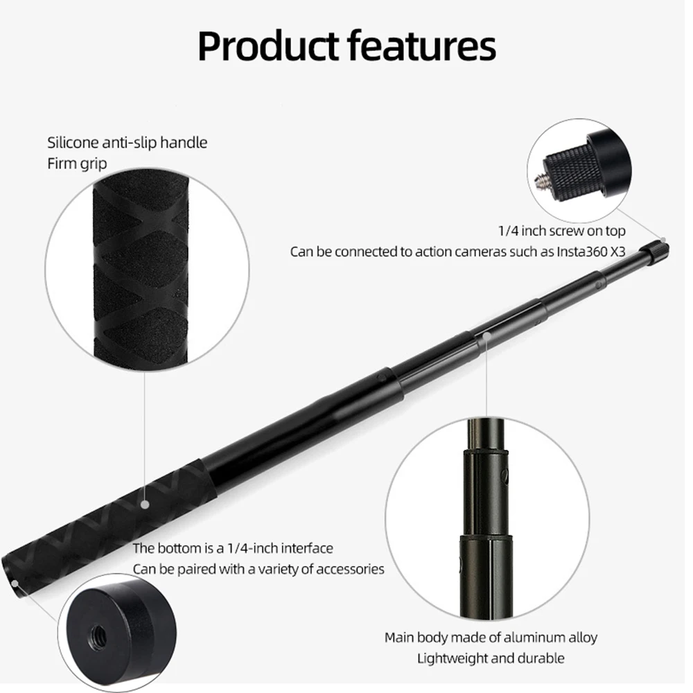 Bullet Time Maniglia per Insta360 X5 X4, maniglia invisibile girevole a 360 gradi per Insta360 One X5, X4 Action Camera (manico Bullet Time