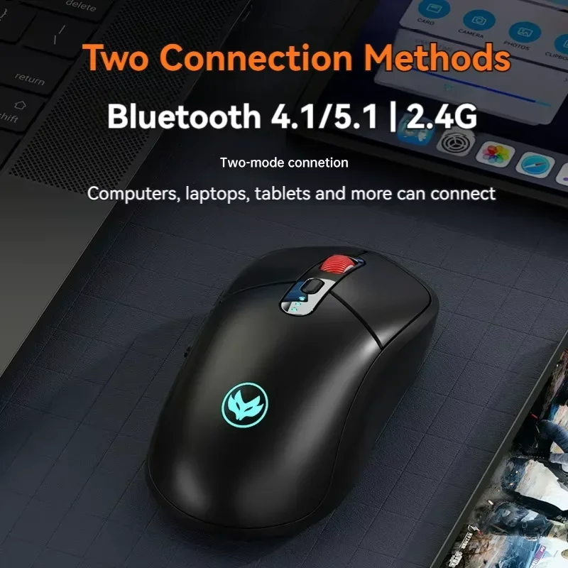 Dual-mode Wireless 2.4G/BT RGB Optical Mouse 500mAh Rechargeable Office Gaming Mouse 3200DPI PAW3212 Laptops Desktop Computer