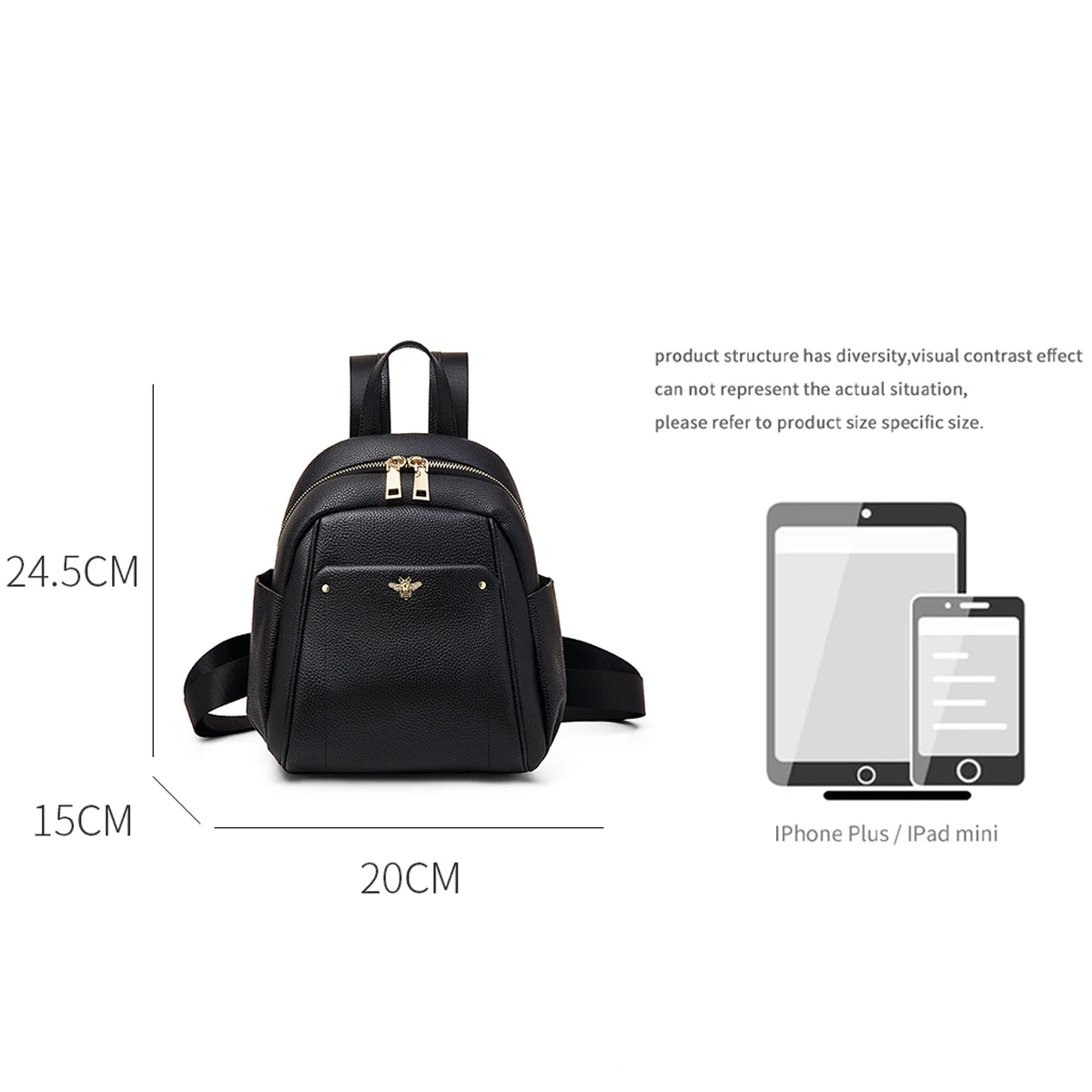 LAORENTOU Women Cow Leather+PU Backpack Clasic Lady Daypack Travel Bag Gift for Wife, Lover 4