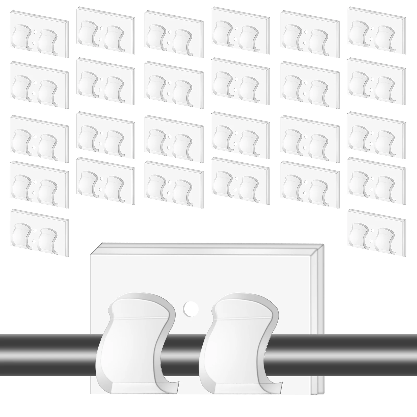 30pcs Cable Organizer Clips Cord Keeper Wire Manager Cord Holder String Lights Clips Self Adhesive Cable Hooks Clear Clamp