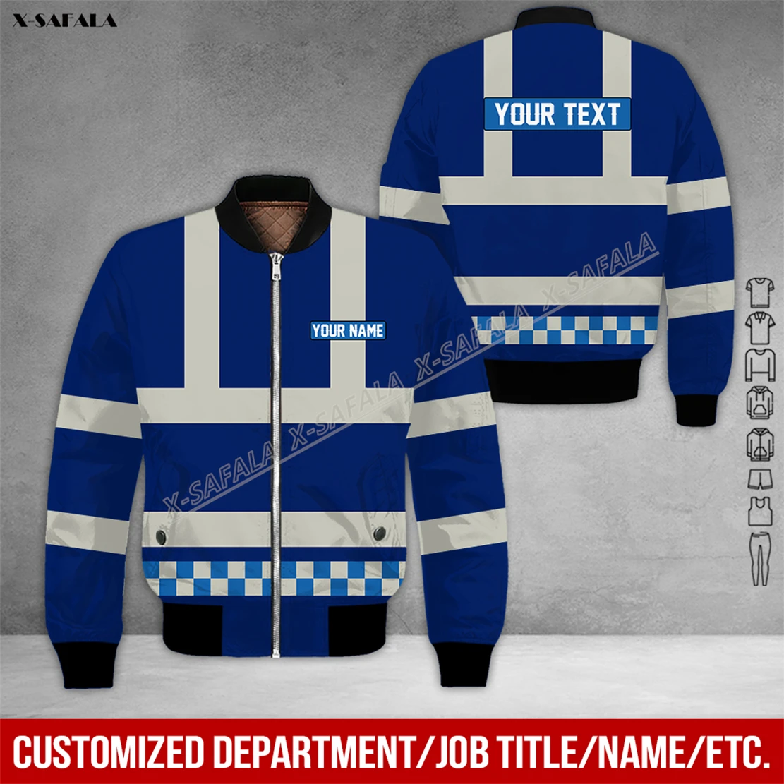 Blue Polis 3D Printed Bomber Giacca Spessa Uomo Adulto Flight Pilot Zipper Coat Cotton Warm Uniform Workwear Work Safety