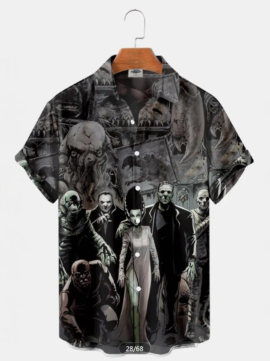 

2023 Designer Casual Streetwear Party Performance Tops 3d Men Clothing Horror Movie Hannibal Characters Hawaiian Men's Shirts