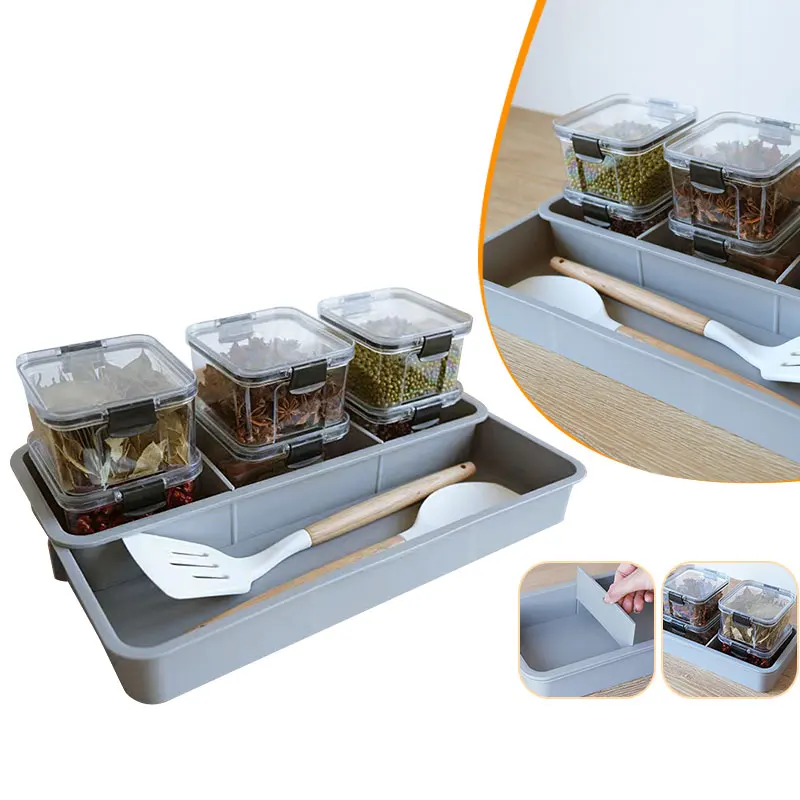 

Выдвижной органайзер для посуды, регулируемые столовые приборы, держатель, кухонные лопатки, инструменты, гаджеты, разделитель для хранения