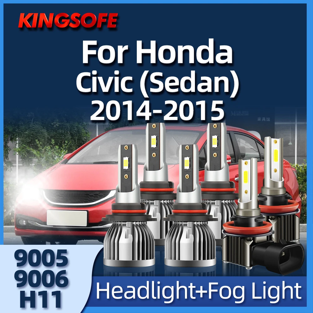 Roadsun 2/6Pcs LED Headlight High Low Beam Fog Lamp 9005 9006 H11 6000K