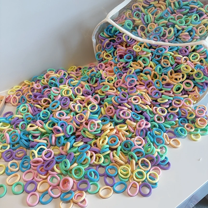 100/300 Stücke Elastische Haarbänder Mädchen Haarschmuck Mini Bunte Nylon Stirnband Kinder Pferdeschwanzhalter Scrunchie Ornamente Geschenk – Detail 4