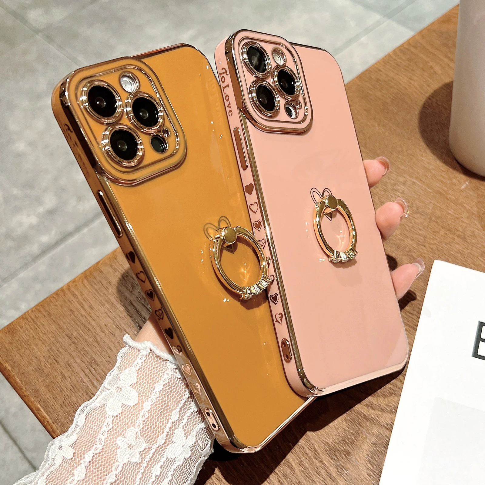 Leopard Square Edge Ring Stand Trunk Luxury Phone Case With Kickstand  For,iphone14/14plus/14pro/14promax,iphone13/13mini/13pro/13promax,iphone12/12mini/12pro/12promax  - Temu