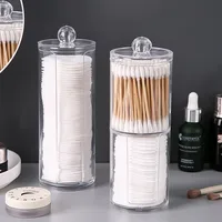 Transparent Cotton Swab Storage Box Makeup Organizer Acrylic Storage Box Cotton Swab Cosmetic Box Bathroom Bedroom Storage 2