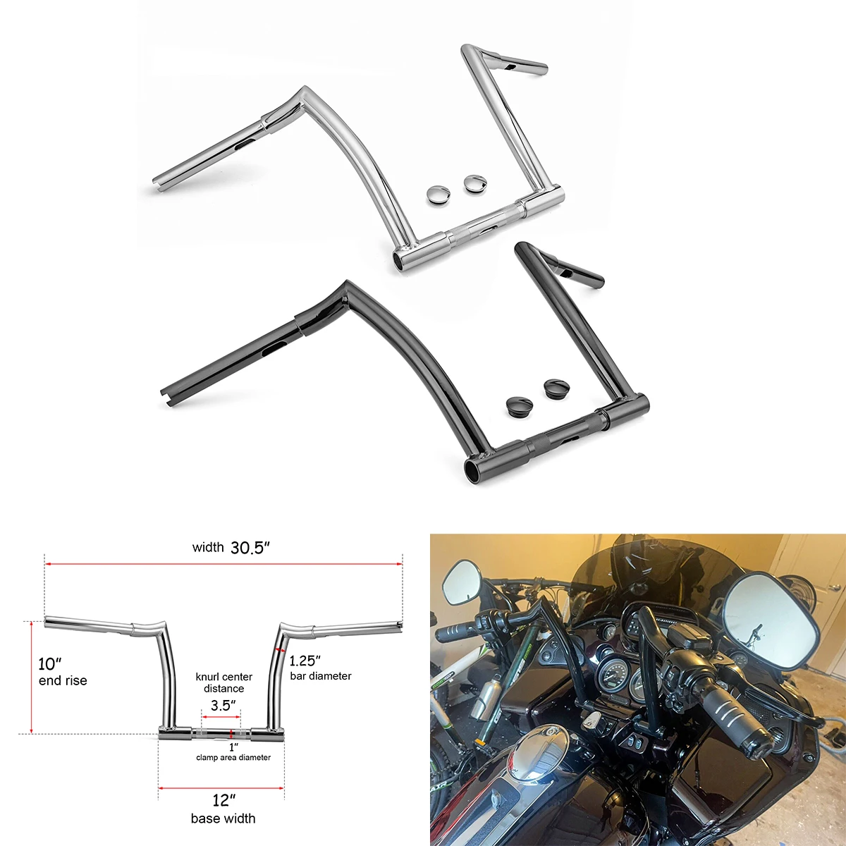 

Motorcycle Handlebar 10" Ape Hanger Handlebar Easy Wire For Harley Most Dyna Softail Sportster XL 883 1200 Road Glide 1998-2013