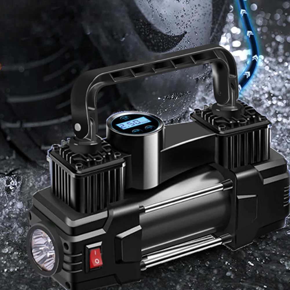 12V 150PSI Electric Tire Inflator with Pressure Gauge Mini Air Compressor Dual Cylinder Car Tire Inflatable Pump with LED Light air compressor pump air pump electric tire inflator air compressor inflatable pump tire inflator