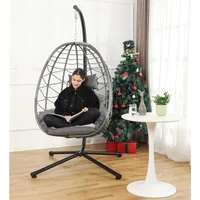 Egg Chair with Stand, Swing Chair Hanging Chair Nest Basket, UV Resistant Removable & Washable Cushions,350LBS Capacity 2