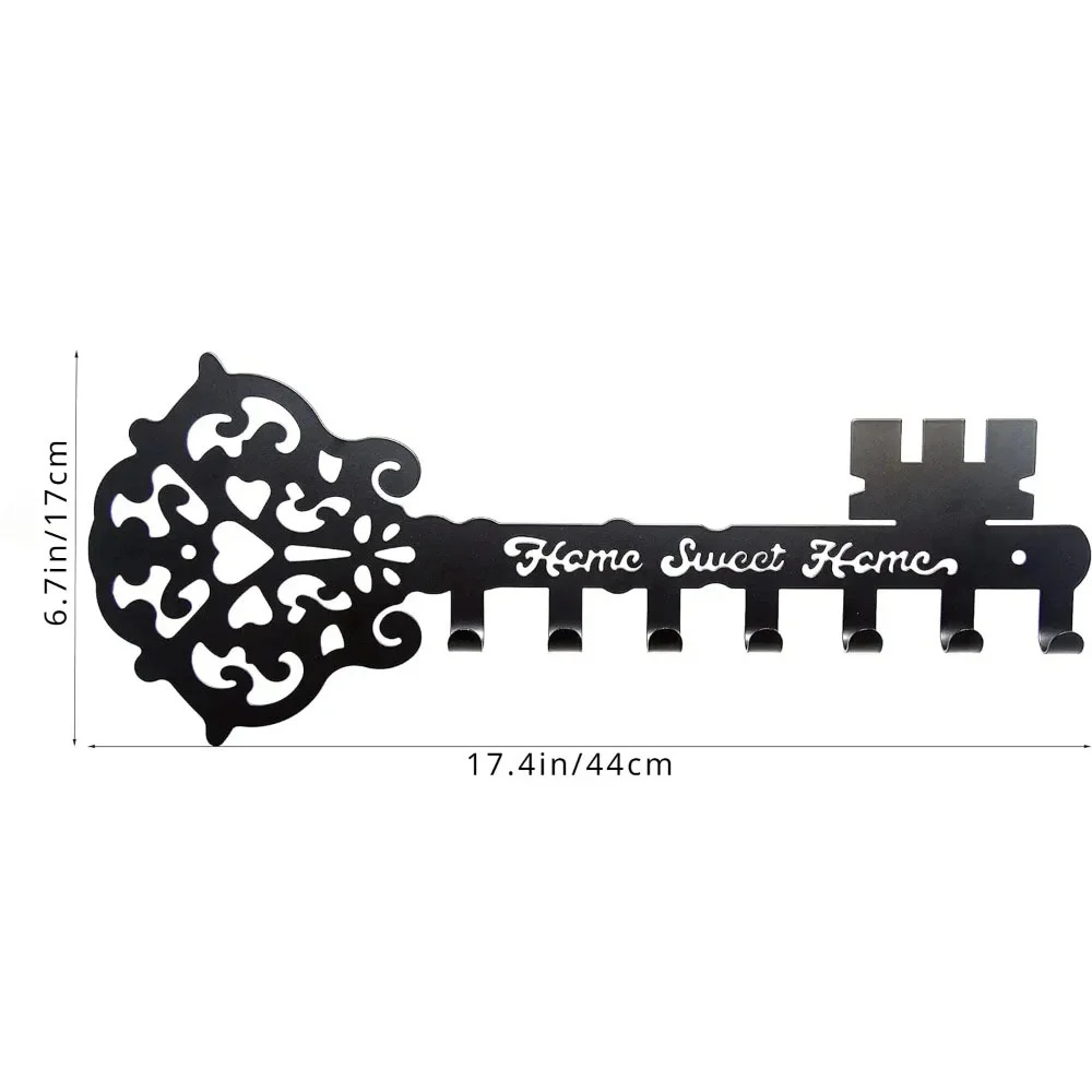 Sweet Home Key Holder Hooks Wall Mounted Decorative Black Metal Hanger Iron Art Coat Rack and Organizer Hook Stylish Wall Décor 2