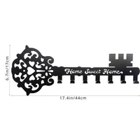 Sweet Home Key Holder Hooks Wall Mounted Decorative Black Metal Hanger Iron Art Coat Rack and Organizer Hook Stylish Wall Décor 2
