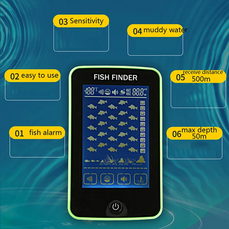 Strumenti Per La Pesca All'Aperto Led Fishfinder Wireless Portable Deep Sonar Sensor Echo Sound Fish Finder