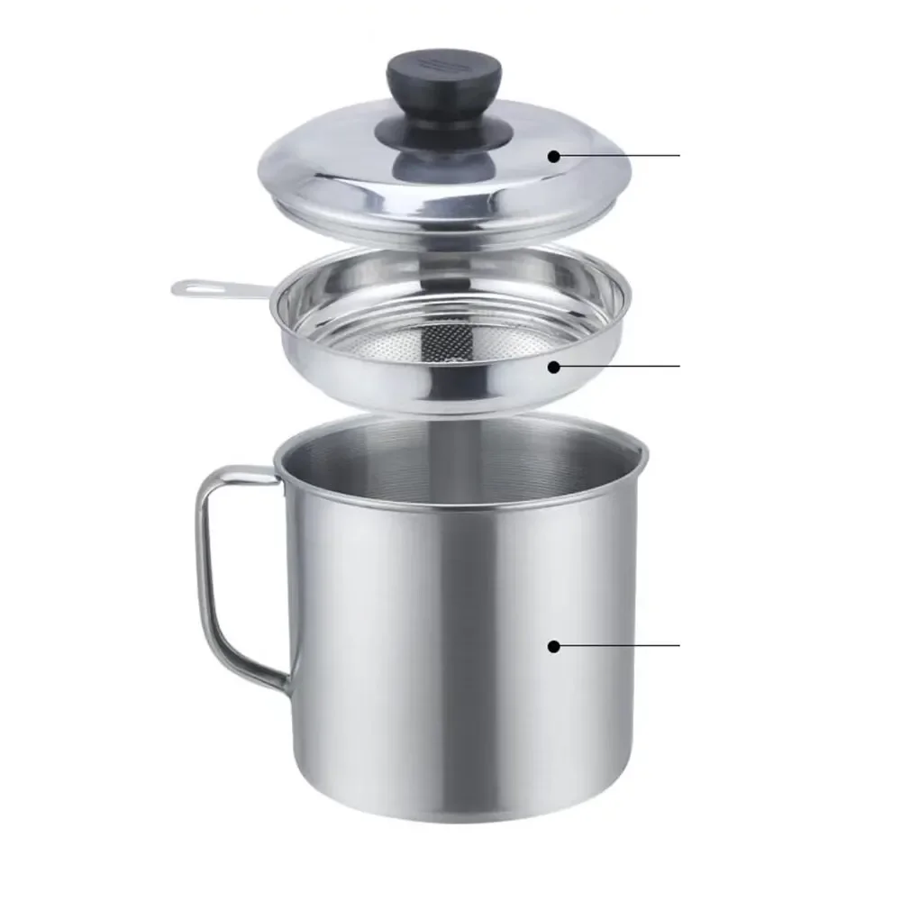 Oil Container Bacon Grease Container Kitchen with Strainer for Store Meat Frying Oil and Cooking Grease Storage oil container