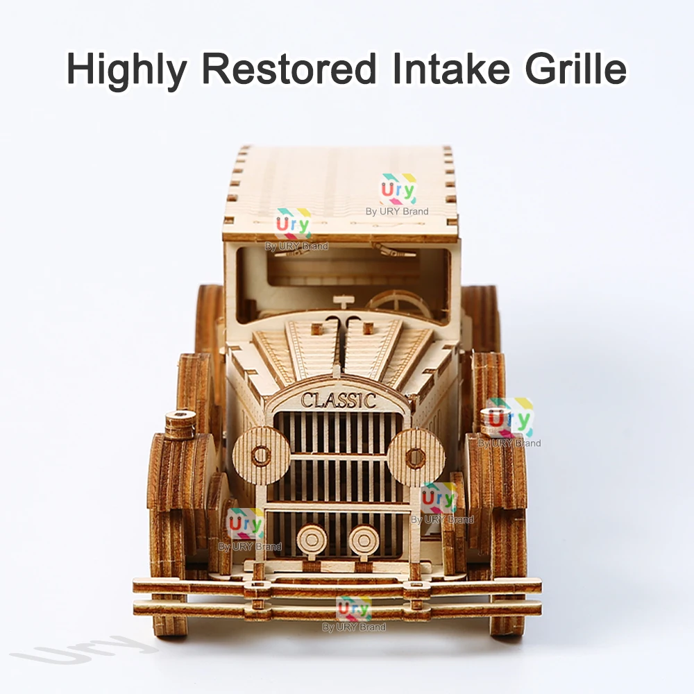 Ury 3D Wooden Puzzle Retro Vintage Car Classic Nostalgic Movies Vehicle Assembly Model DIY Decoration Gift Toys for Kids Adults