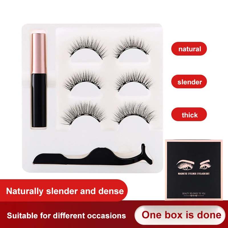 

Magnetic Eyelashes and Eyeliner Set DramaticReusable Natural False Eyelashes With Tweezer Makeup Set