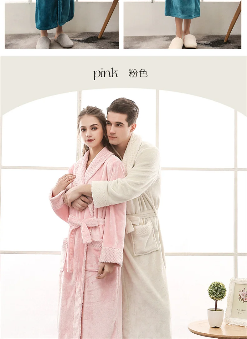 Plush Flannel Bathrobe for Women Long, Warm, Winter Night Robe 53
