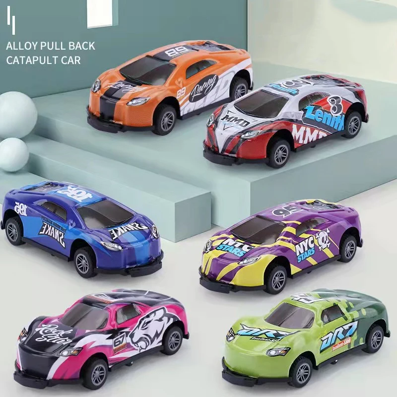 1-2PCS Jumping Stunt Toy Car Alloy Pull Back Car Ejection  Stunt Car 360 Flip Dump Truck Children Toy Play Set Plastic Vehicle