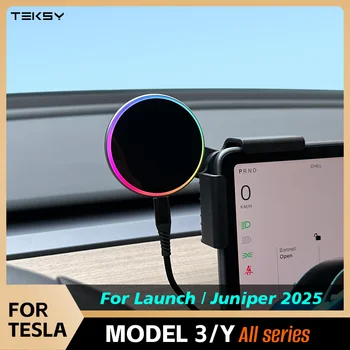 for Tesla New Model 3 Y HIGHLAND LAUNCH JUNIPER 2025 Car Phone Mount Holder 15W Magnetic Magsafe Wireless Charger Accessories 1