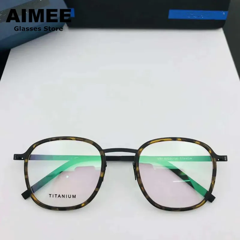 

Denmark Brand Retro Square Titanium Glasses Frame Men Ultra-light Screwless Prescription Eyeglasses Women Spectacles Oculos 9781