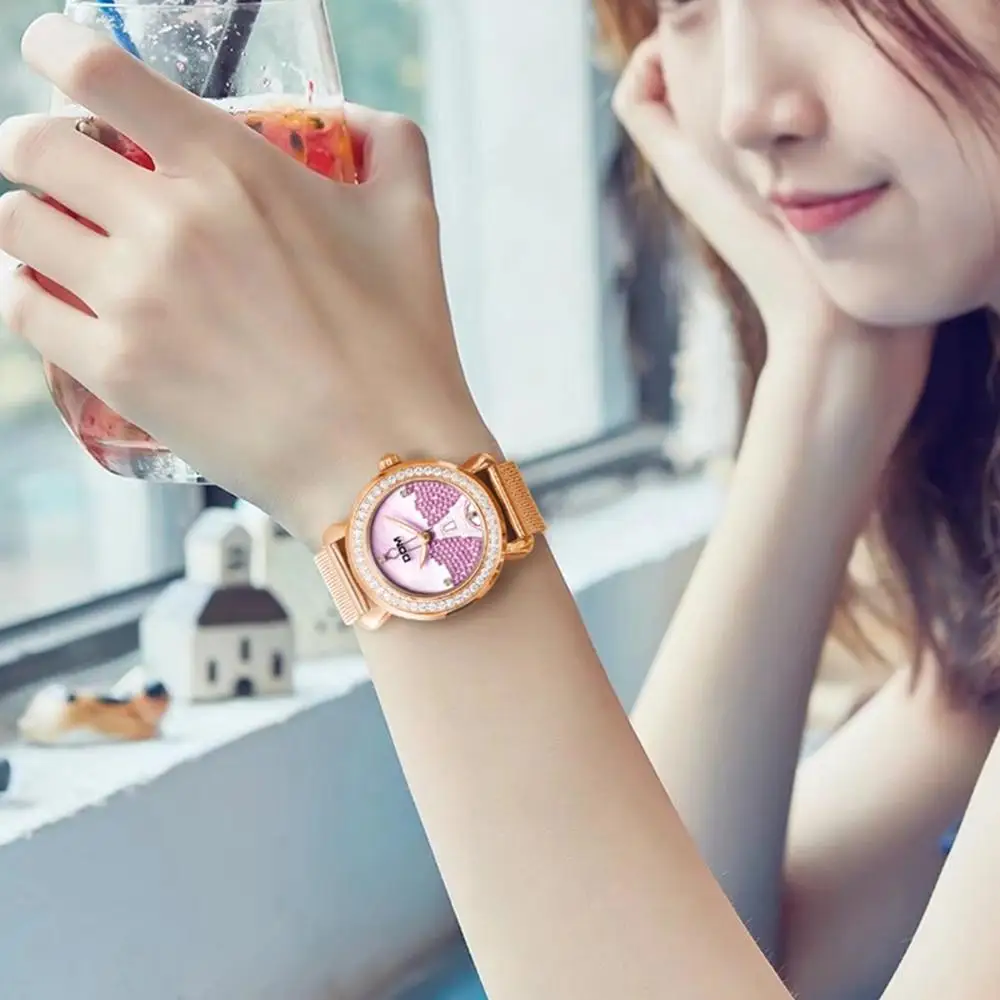 DOM Luxury Brand Women Watch Rose Gold Steel Quartz Ladies Watches Rhinestone Sapphire Crystal Dress Relogio Faminino G-613G