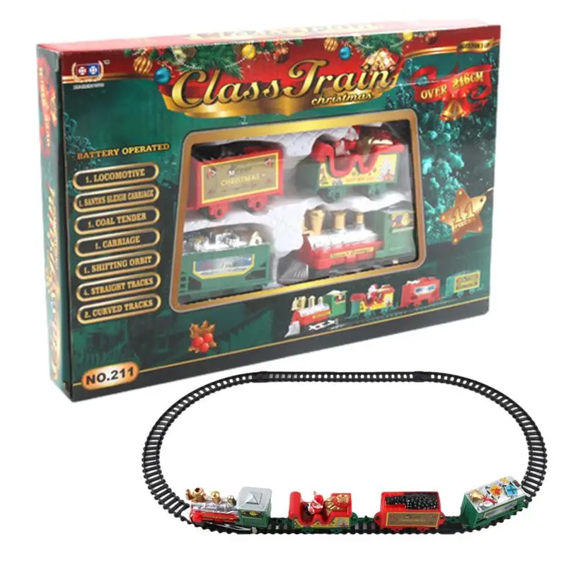 Electric Train Set Electric Christmas Train Set Exquisite Railway Track DIY Toys Xmas Track Puzzle Gift Toys For Kids Birthday Christmas Party Gift