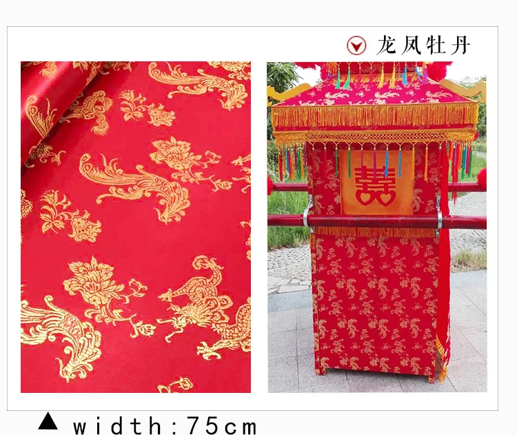 500X75cm drachen muster bestickte kleidung stoffe Schwarz rot woven jacquard brokat nähen stoff durch die meter – Detail 8