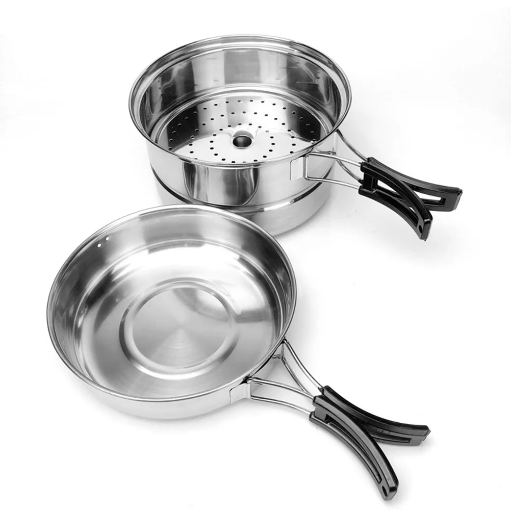 

Outdoor Stainless-Steel Camping Cookware Set Camping Bowl Outdoor Bowl Pot Set Hiking Backpacking Cooking Picnict
