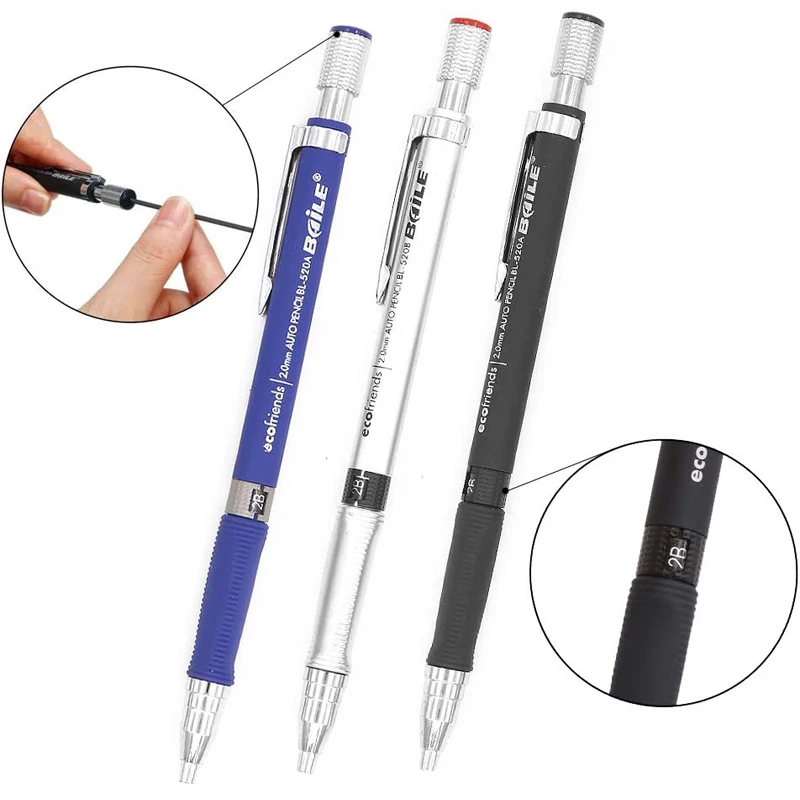 2.0MM Mechanical Pencil Set 2B Automatic Pencils Lápices with Color/black Lead Core for Art Sketch Write Handicraft 2