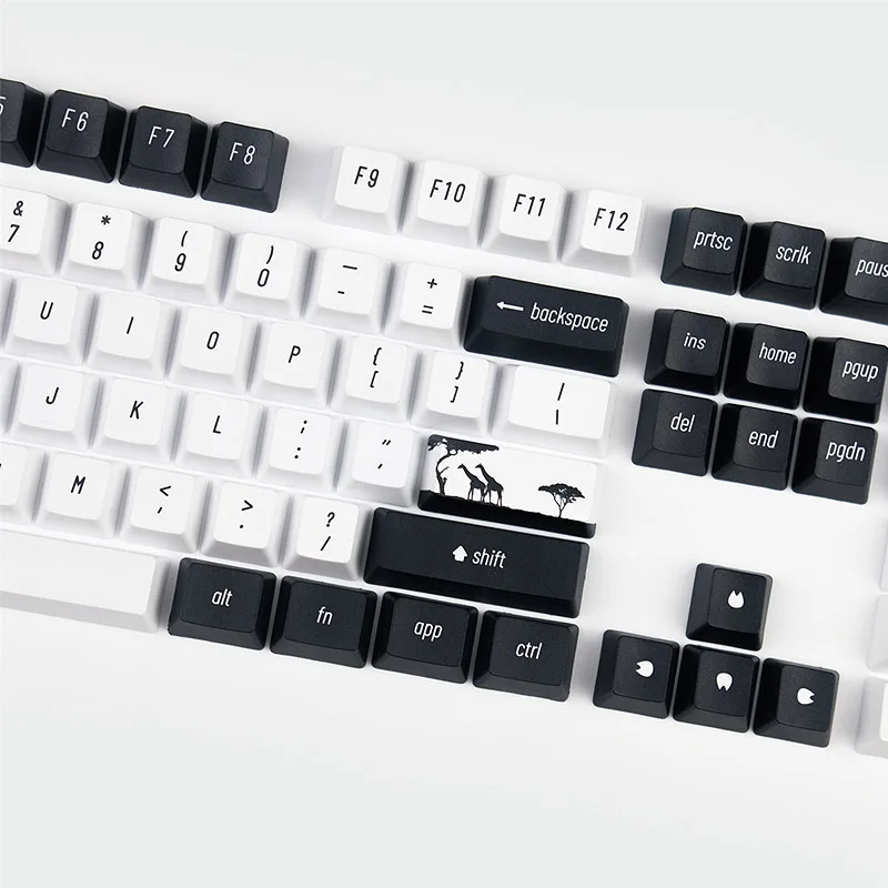 

Black White Giraffe Keycaps 108 Keys PBT DYE-SUB For GMK Cherry MX Switch Mechanical 61 /64 /87 /104 Keyboard OEM Profile